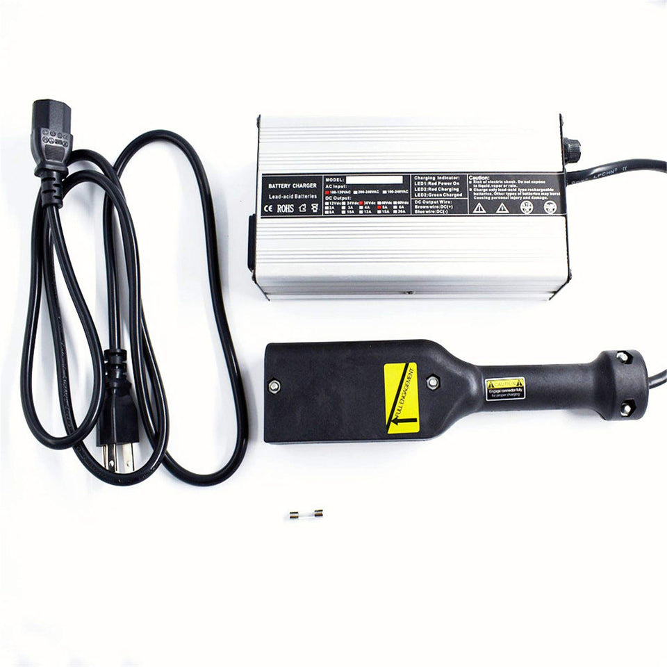 Autoparts EZGO TXT Medalist charger with 36V 5A for dependable lead-acid charging.