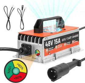 Autory Club Car Charger front view with rugged aluminum housing for outdoor use.