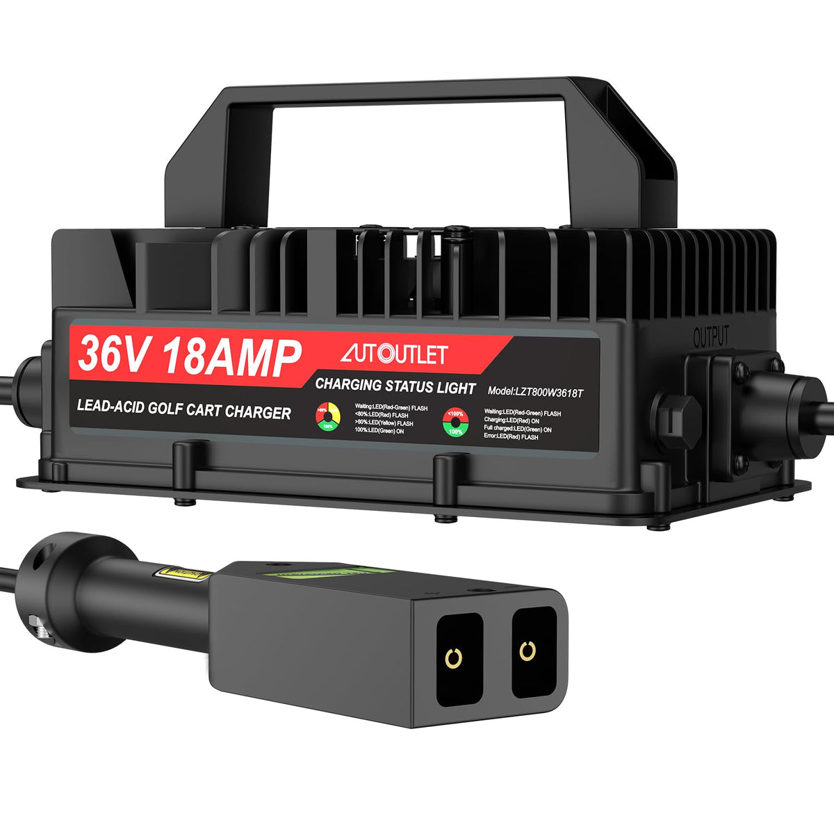 AUTOUTLET 36V 18A charger delivers fast charging for EZGO TXT golf carts.