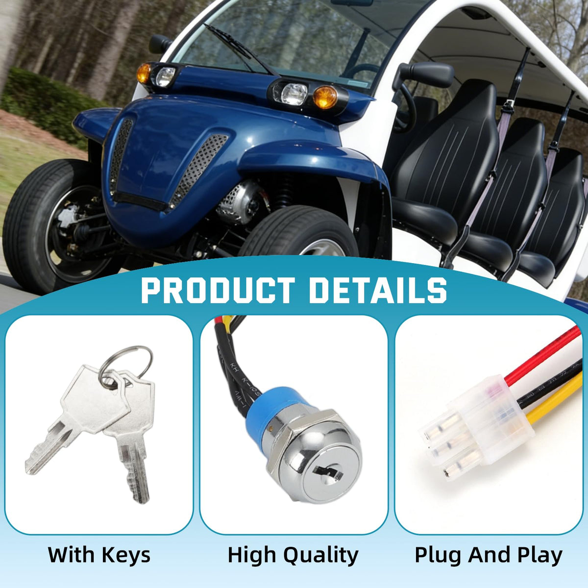 AUTOVIC ignition switch replacement fits 2005–2015 GEM models.
