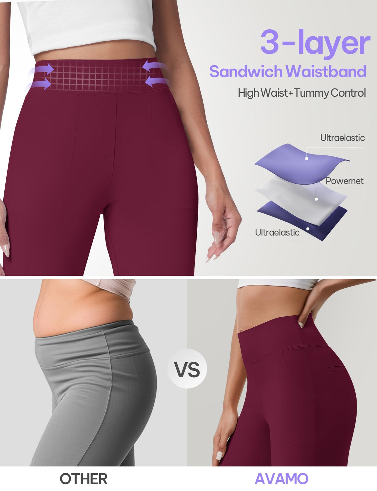 AVAMO pants with two-pocket layout for practical storage and streamlined look.