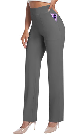 AVAMO women's yoga pants in dark grey with high waist and pockets for everyday ease.