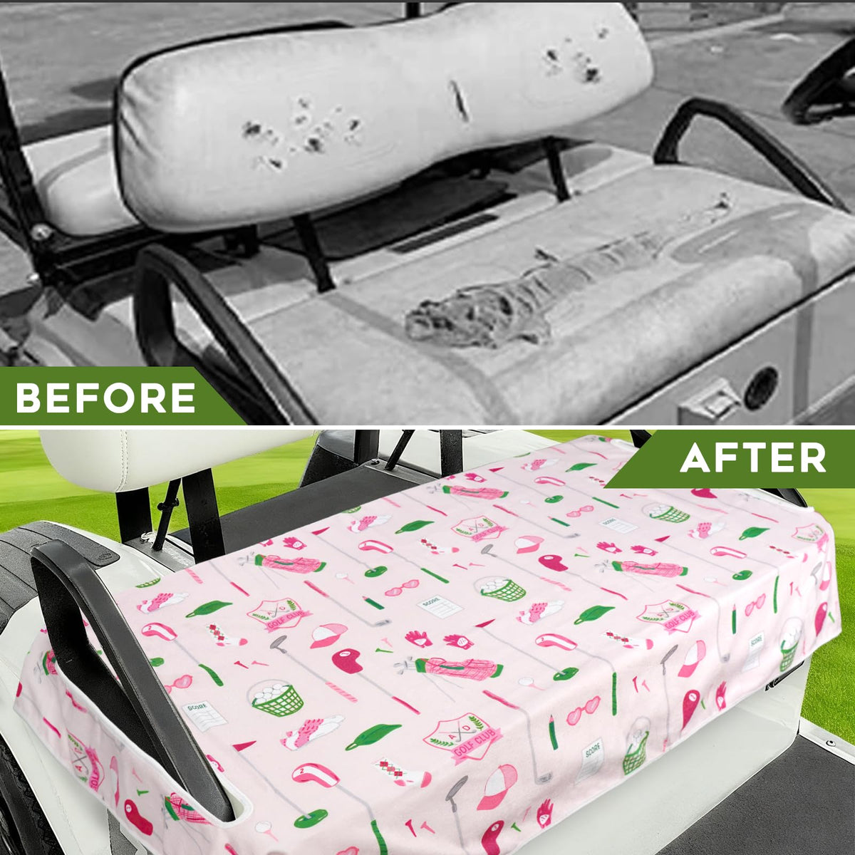 awufncksn 52 by 32 inch size fits most 2-seat carts.