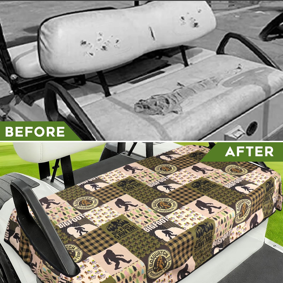 awufncksn Club Car compatible two-seat seat cover ready to use.
