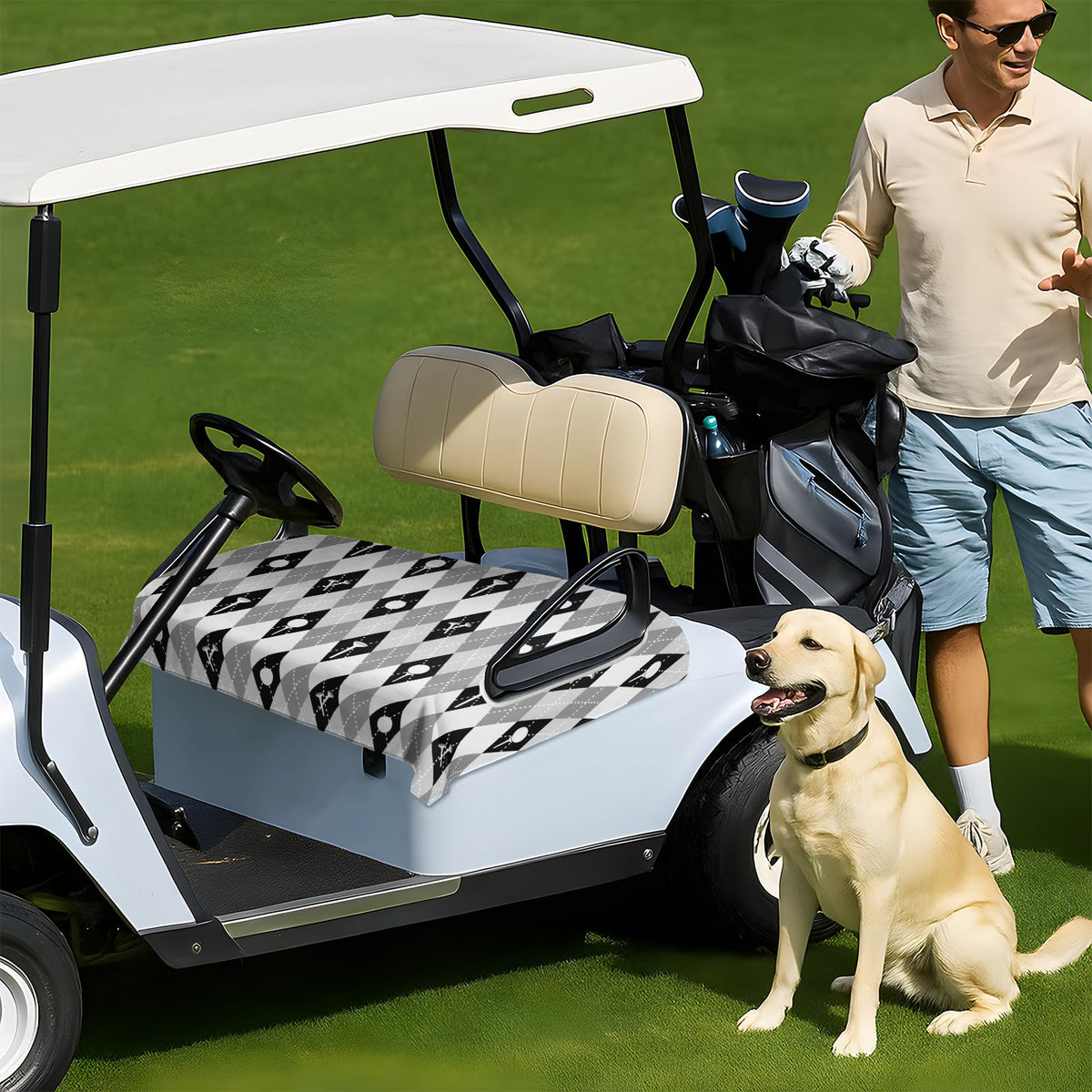awufncksn fashionable golf prints cover adds style to every cart.