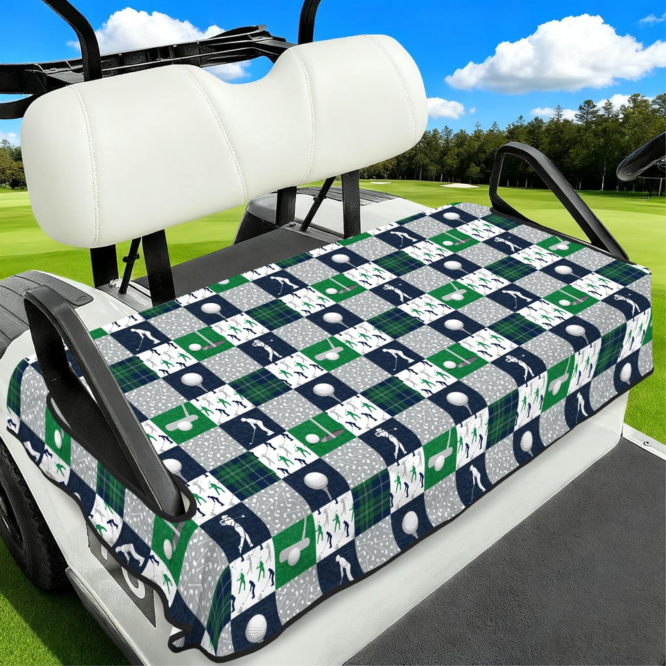 Awufncksn golf cart seat cover fits 2-seat carts and protects against dust and sweat.