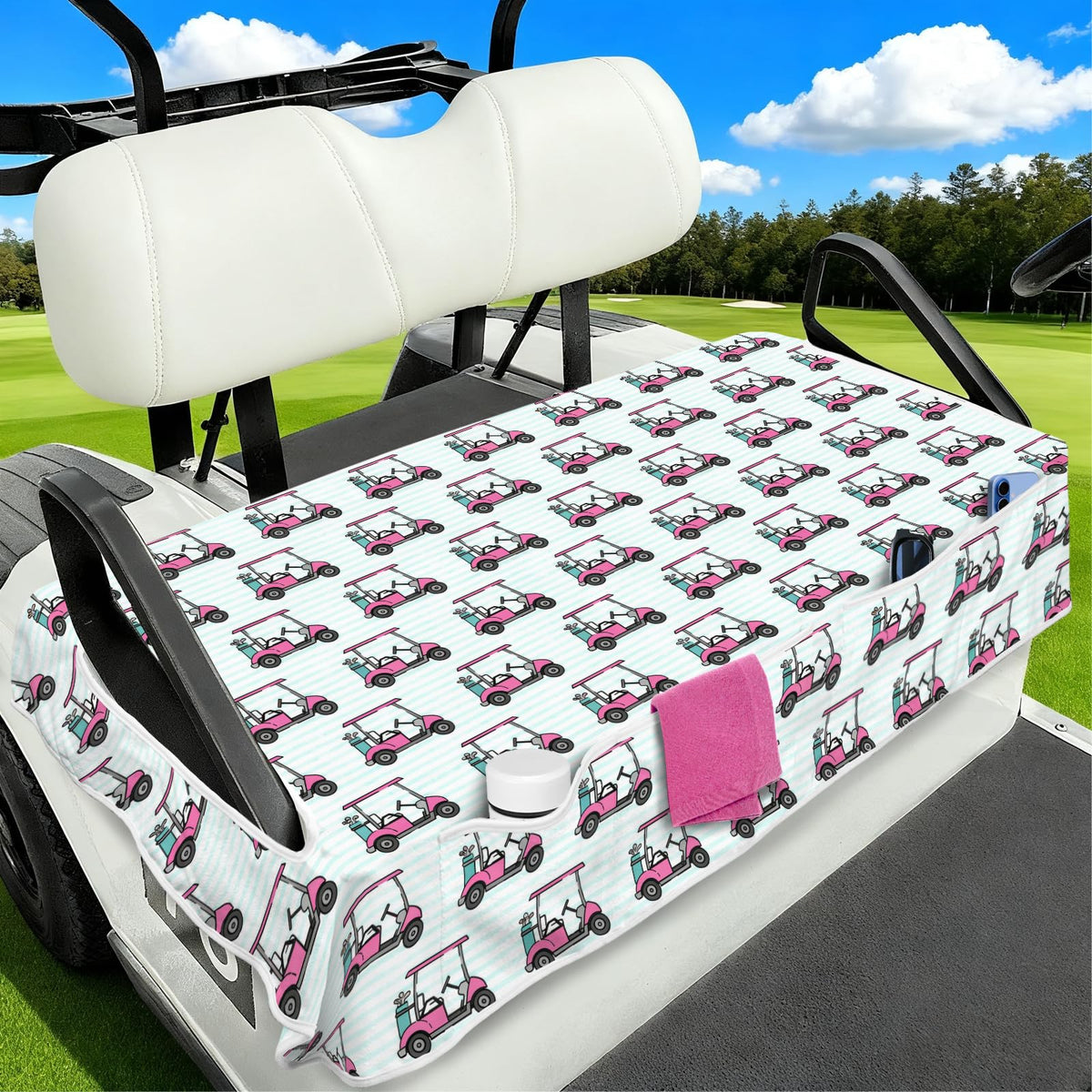 awufncksn golf cart seat cover with four front pockets keeps essentials within reach