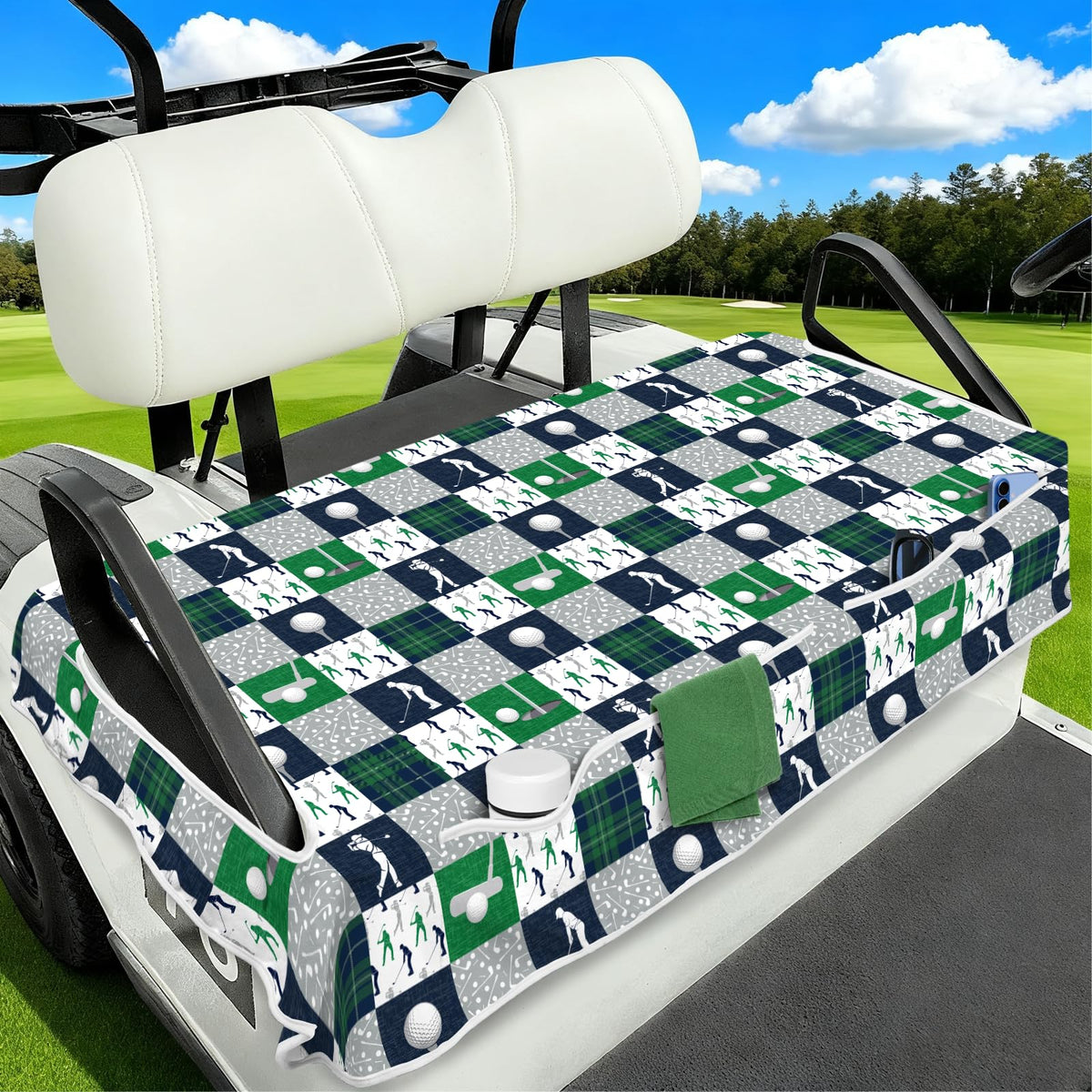 awufncksn golf cart seat cover with four pockets for easy gear storage