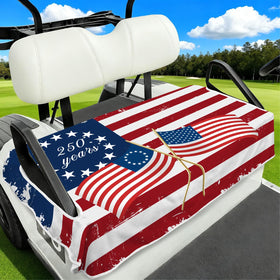 awufncksn Independence Day seat cover on a 2-seat golf cart for festive protection