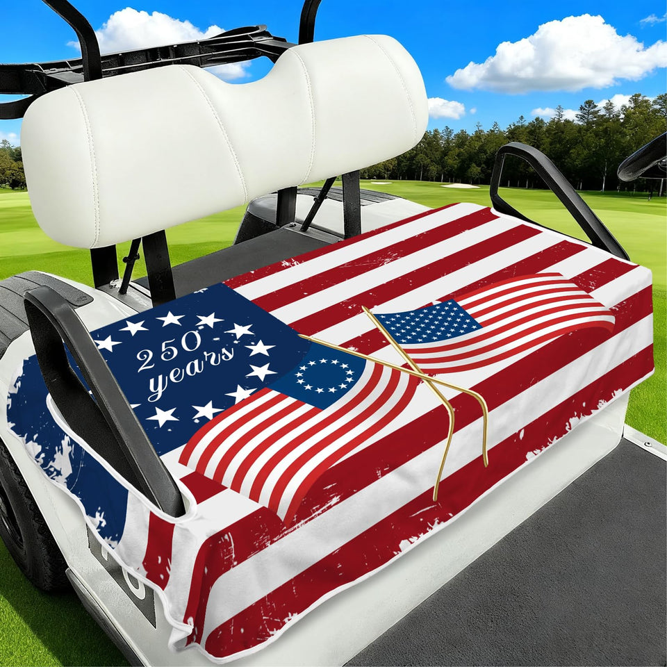 awufncksn Independence Day seat cover on a 2-seat golf cart for festive protection