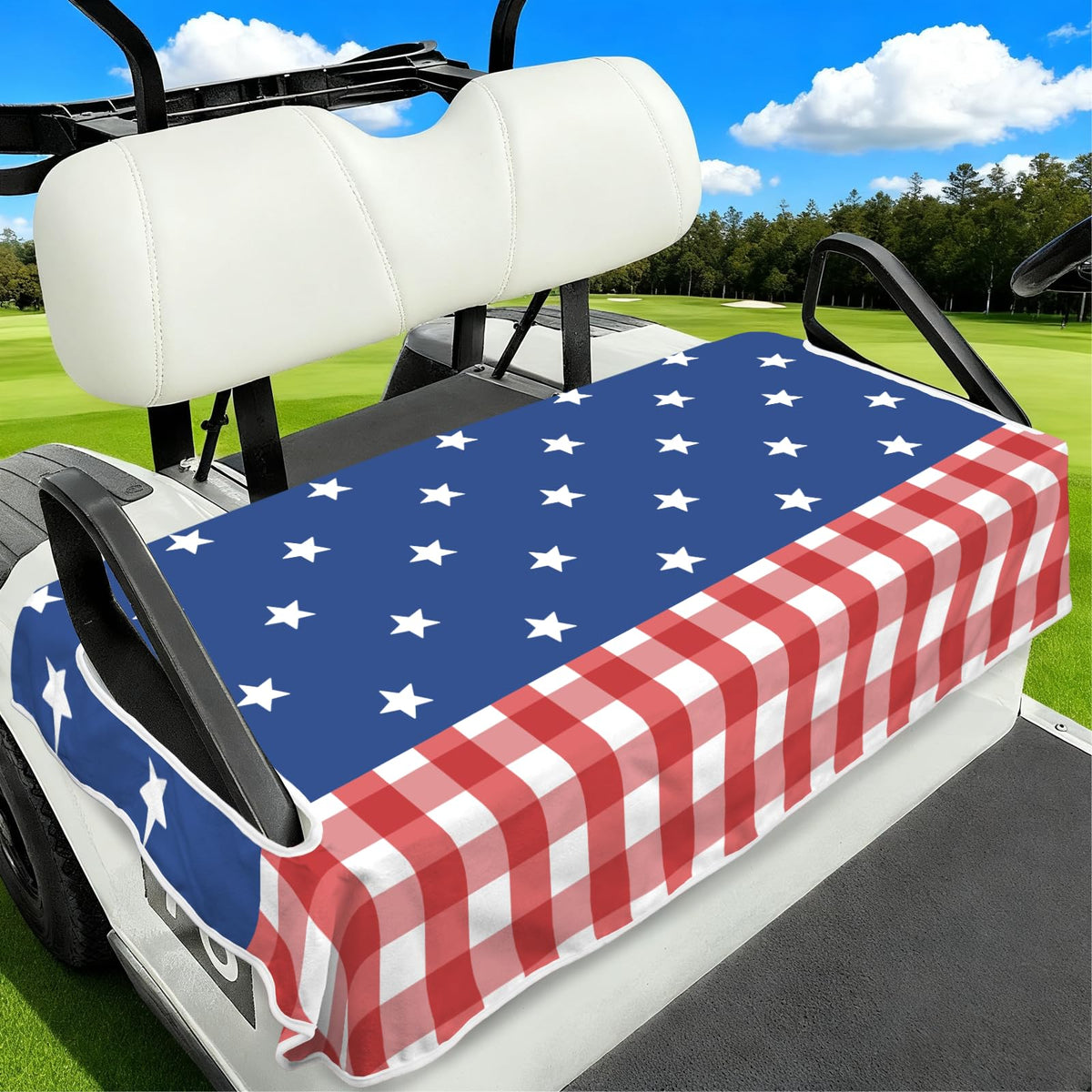 awufncksn independence day seat cover for 2-seat golf carts with patriotic design