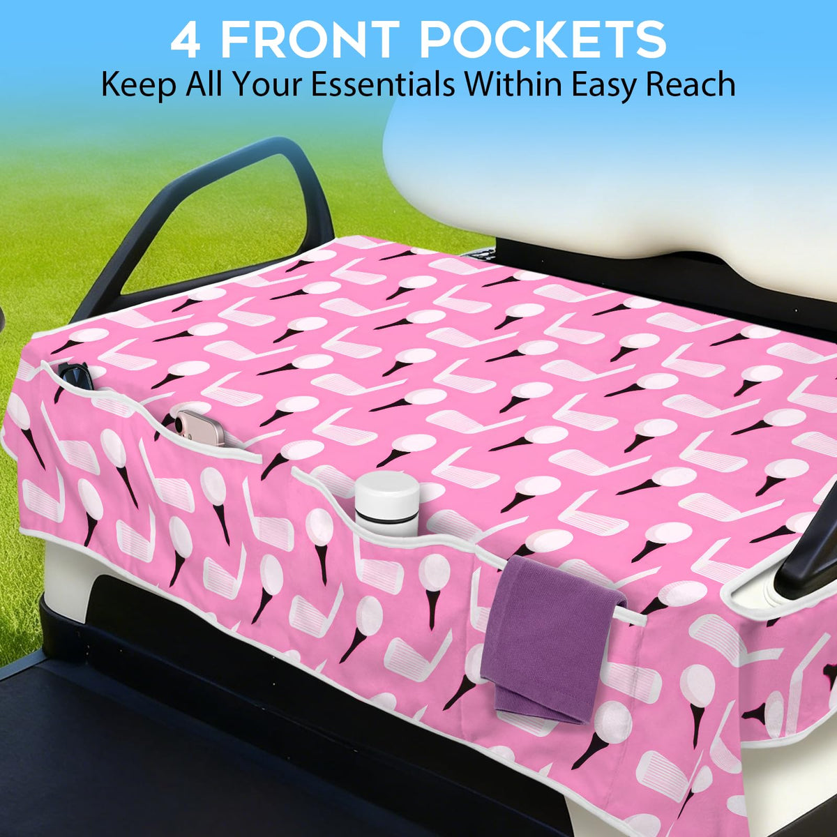 awufncksn machine-washable golf cart seat cover for simple after-round cleaning.