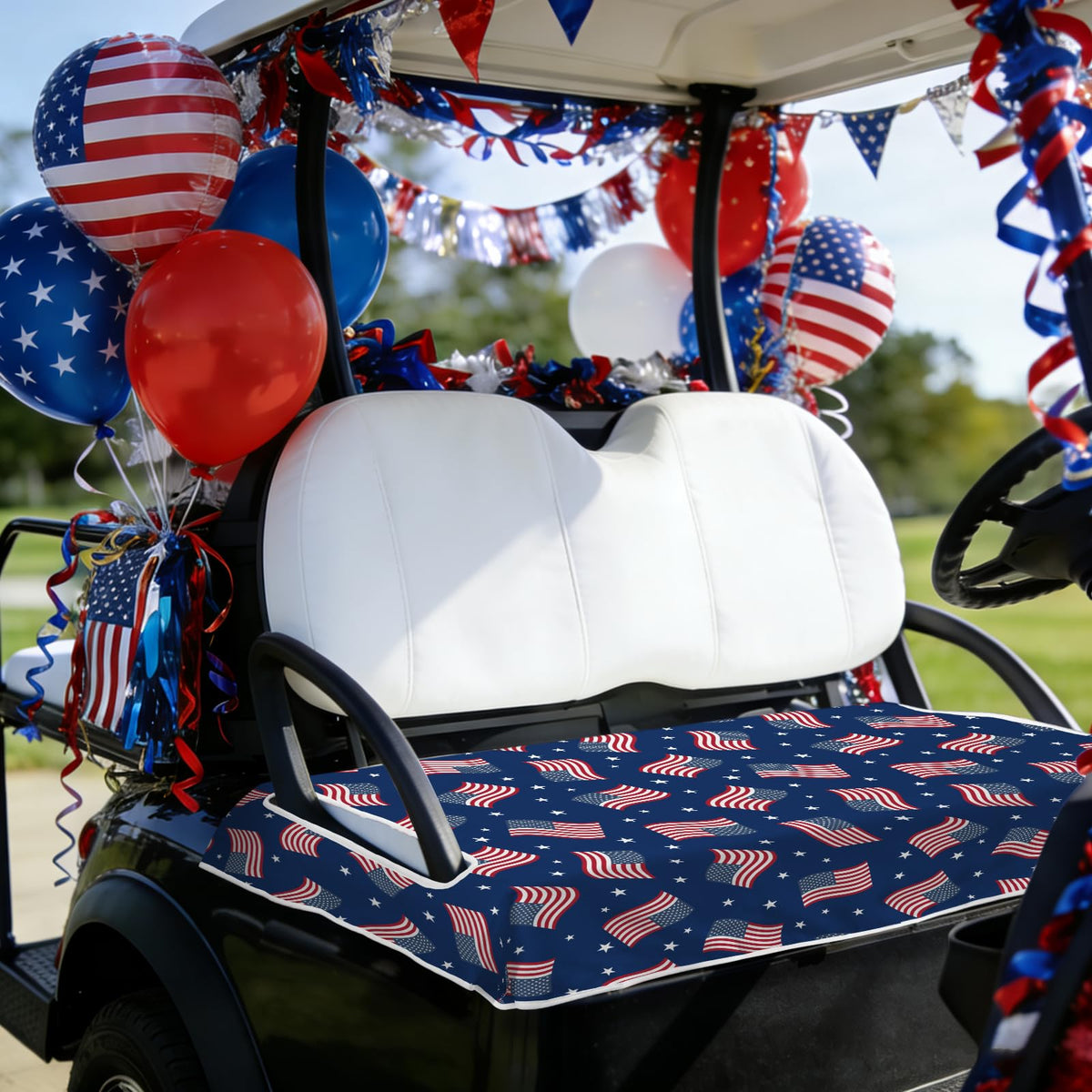 awufncksn parade-ready cover enhances cart appearance during Independence Day celebrations