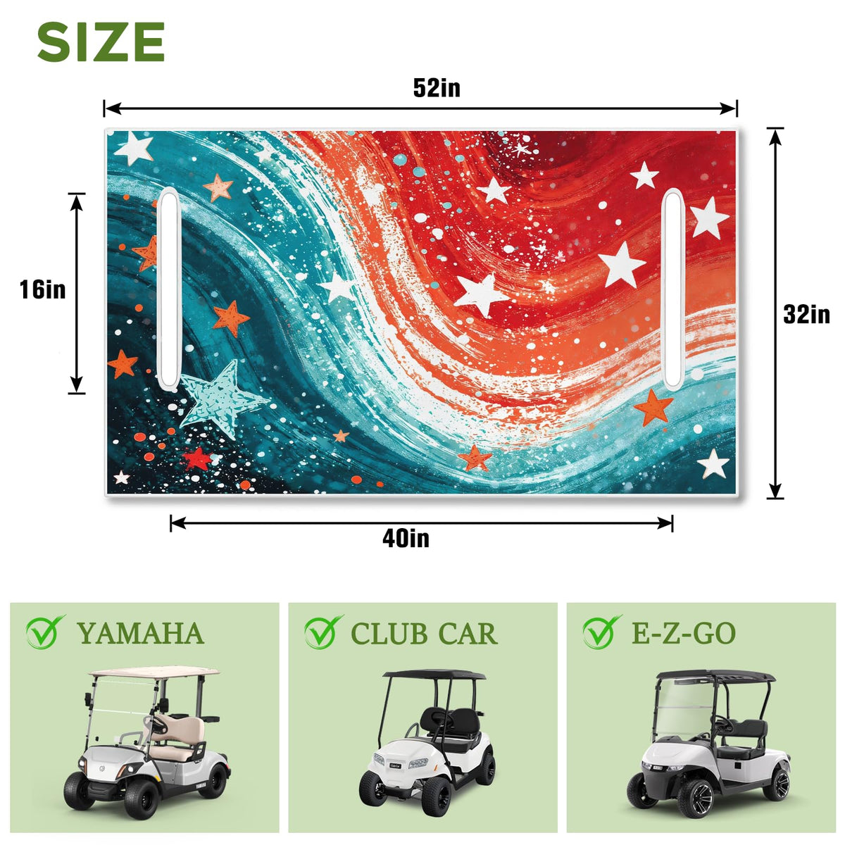 awufncksn patriotic golf cart decor flag design for parade visibility.