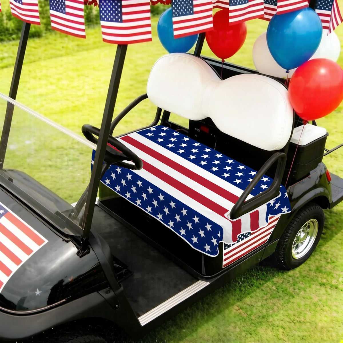 awufncksn Patriotic golf cart seat cover enhances parade-ready look and seat protection