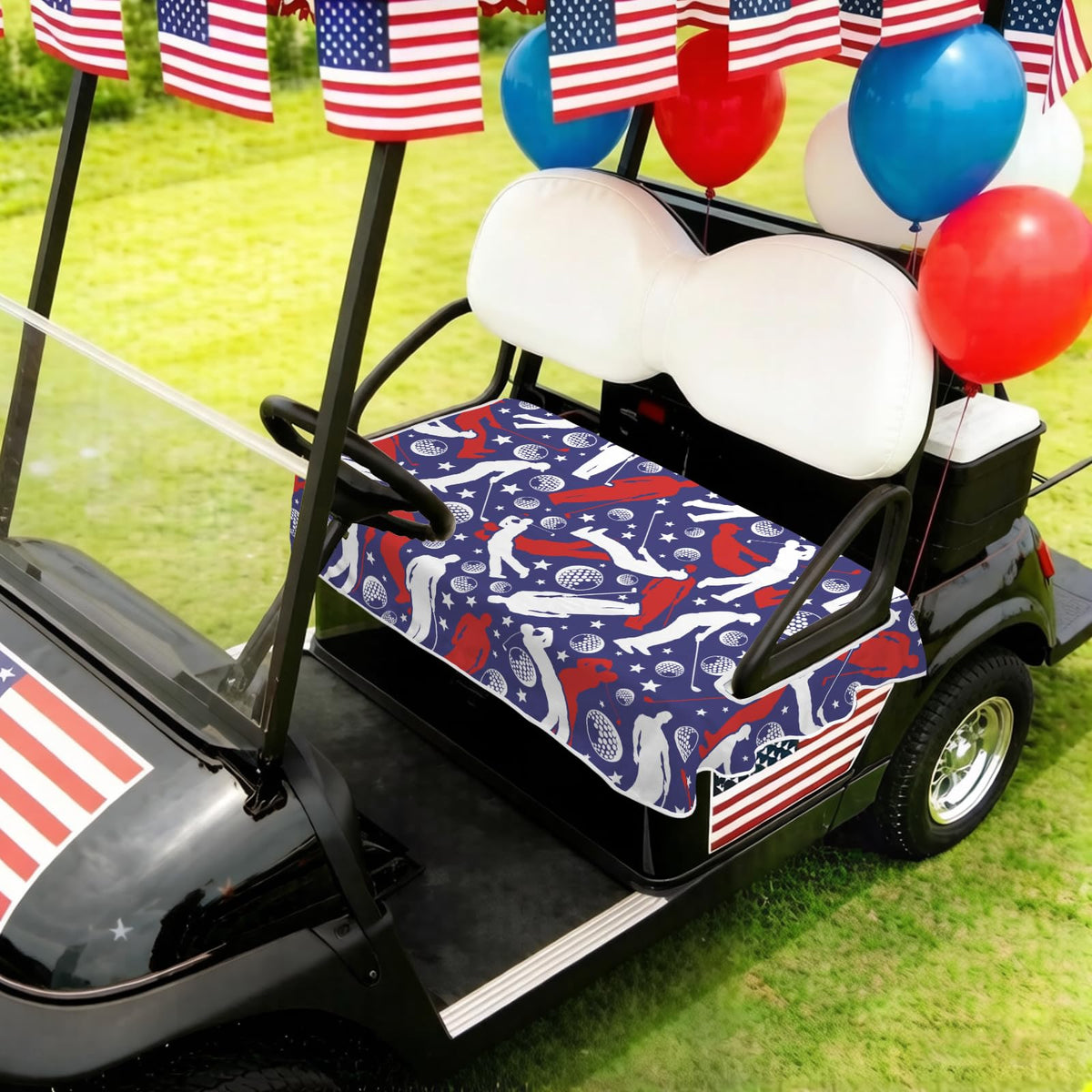 awufncksn red-white-blue seat cover brightens the cart and shields seats from dust