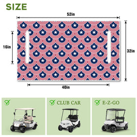 awufncksn patriotic seat cover on a two-seat golf cart during parade