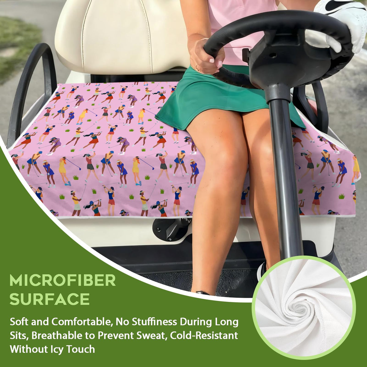 awufncksn pink seat cover with armrest holes showing easy fit.