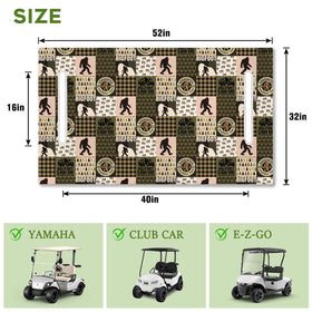 awufncksn Sasquatch-themed seat cover protects seats from dust and sweat during rounds.