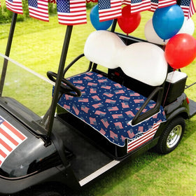 awufncksn seat cover installed on a club car, aligned with armrest holes