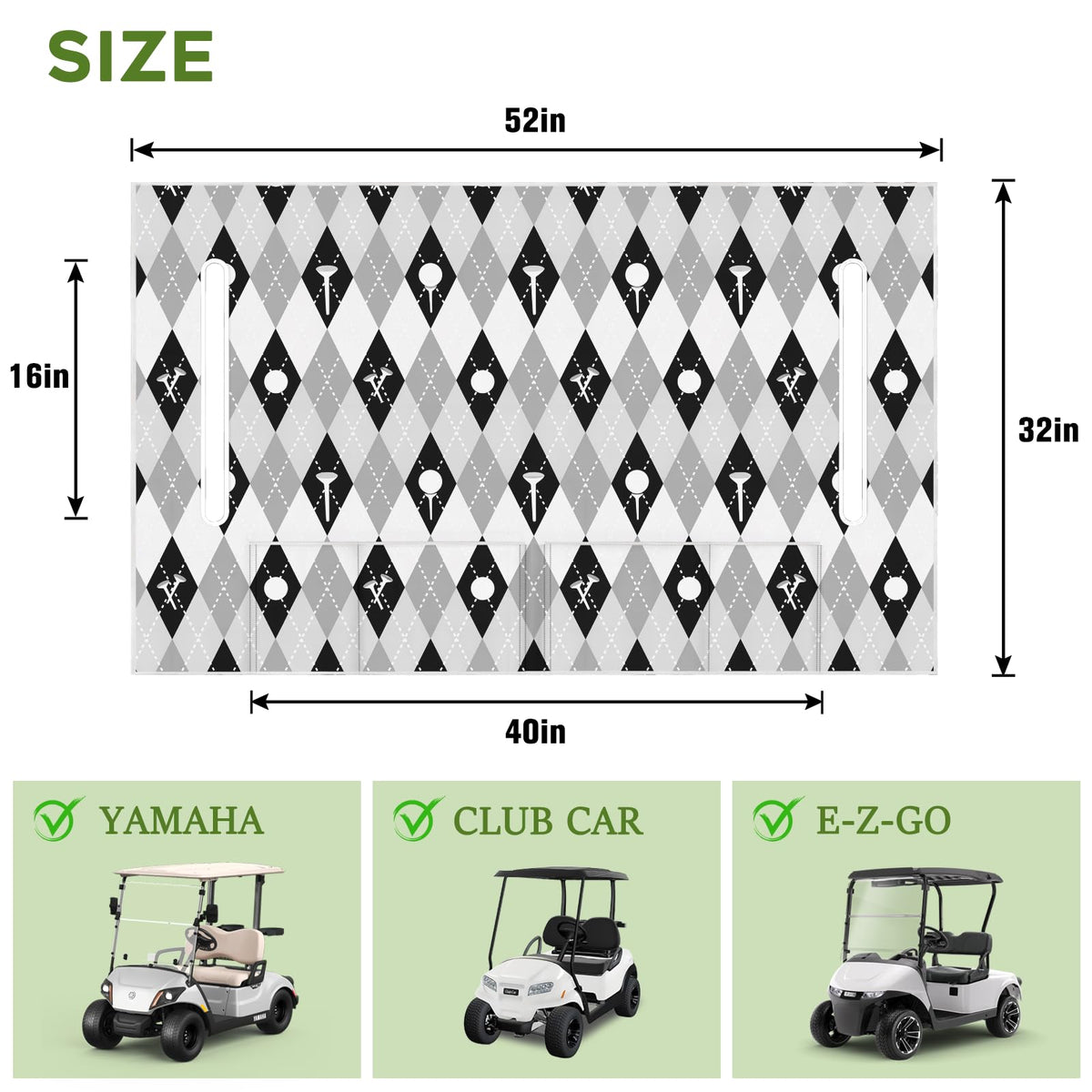 Awufncksn seat cover with four pockets for quick-access golf essentials.