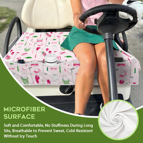 awufncksn washable seat cover keeps golf cart clean after rounds.