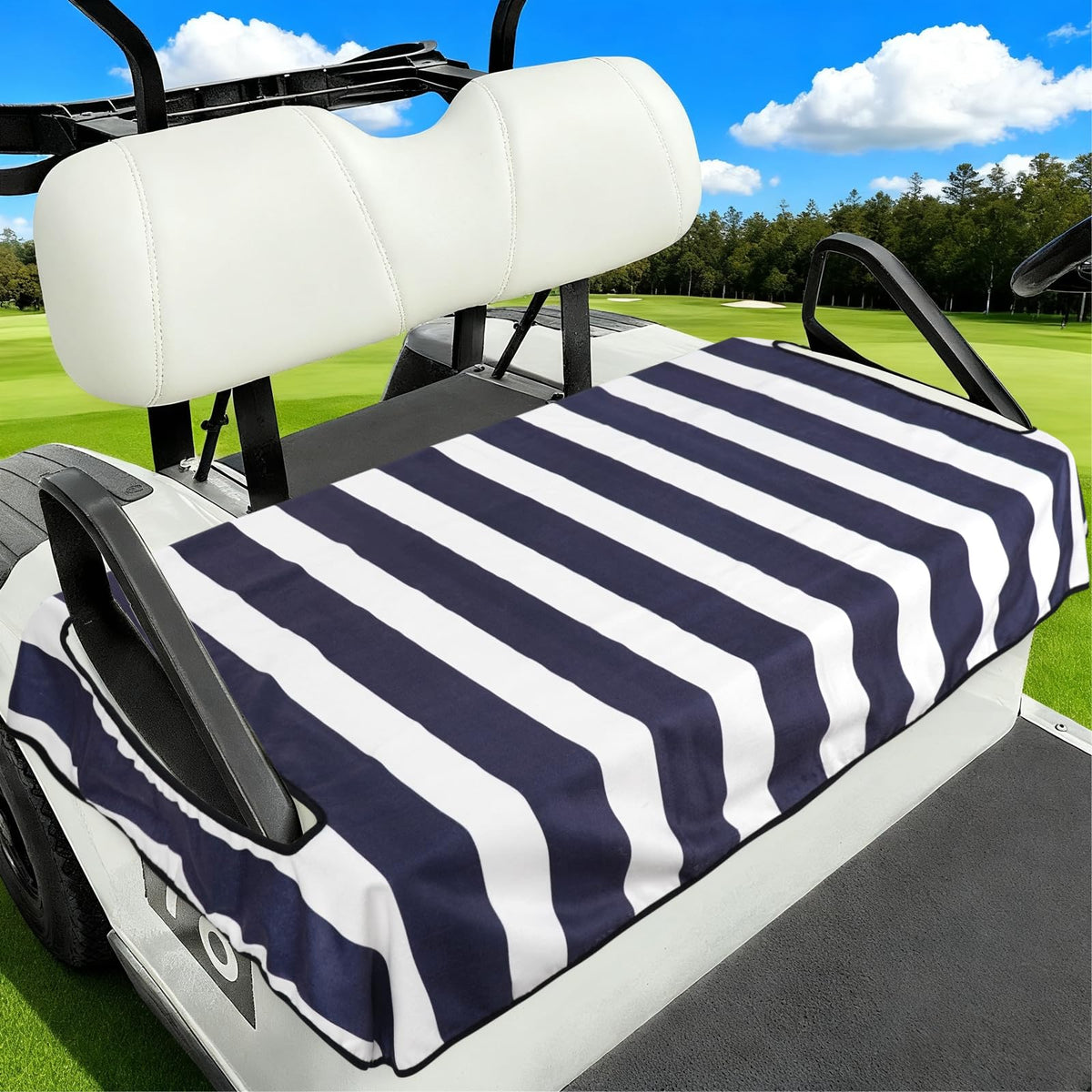 Awufncksn stripes seat cover for club car protects seats while adding style.