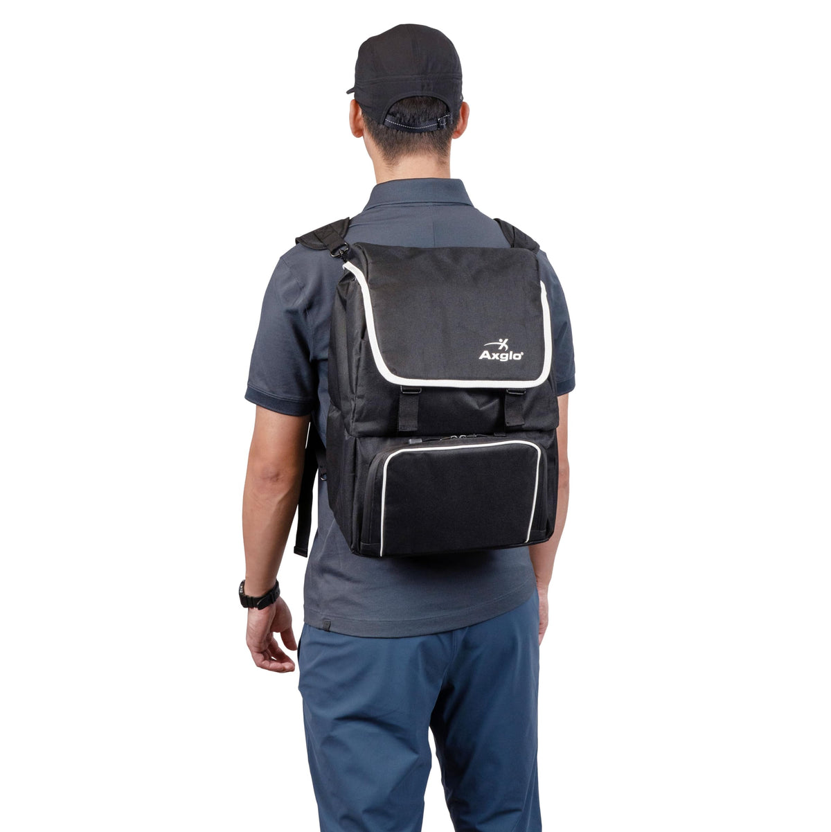 Axglo cooler backpack shows spacious compartments for drinks, snacks, and essentials
