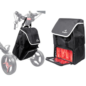 Axglo golf cart cooler backpack secures to a cart for stable drinks on the course