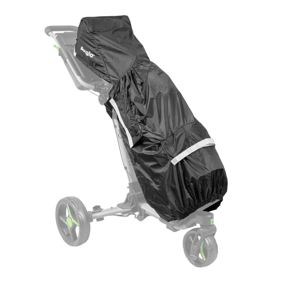 Axglo Golf Cart Cover front pocket keeps clubs organized and dry.