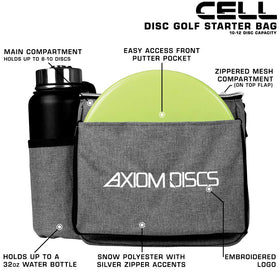 Axiom Discs Cell Bag main compartment with discs ready for a quick round