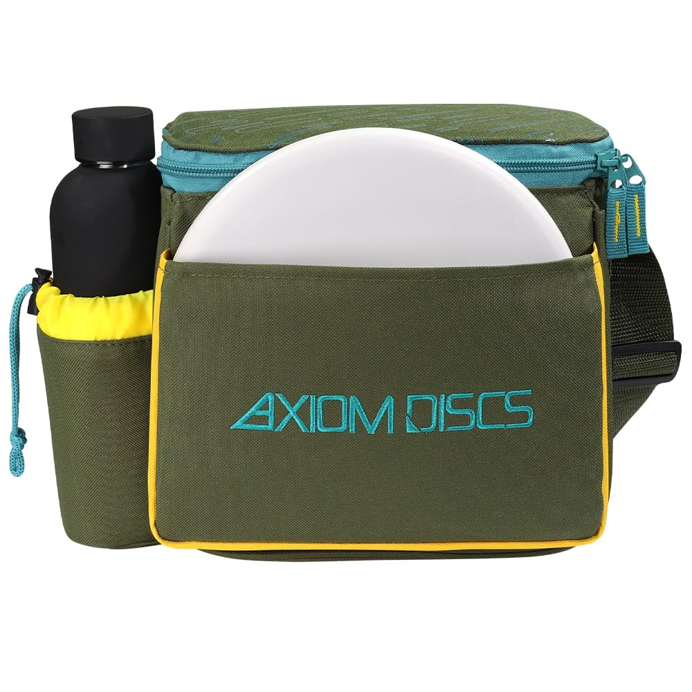Axiom Discs Cell Bag olive body with durable 900D polyester for long-lasting play.