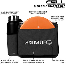 Axiom Discs Cell bag side view highlights lightweight construction for easy carry.