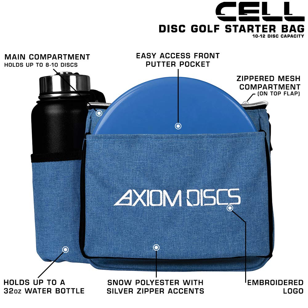 Axiom Discs Cell side pocket view showing convenient storage for putters.