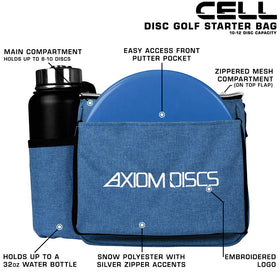 Axiom Discs Cell side pocket view showing convenient storage for putters.