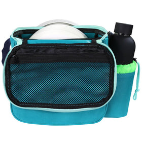 Water bottle holder with drawstring keeps hydration secure.