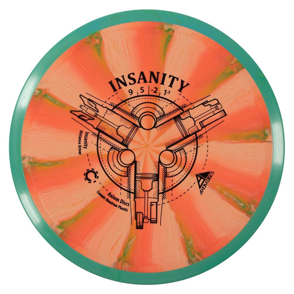Axiom Discs Cosmic Neutron Insanity distance driver in hand for straight flight.