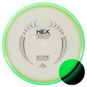 Axiom Discs Eclipse Glow 2.0 Hex in flight for controlled midrange accuracy.