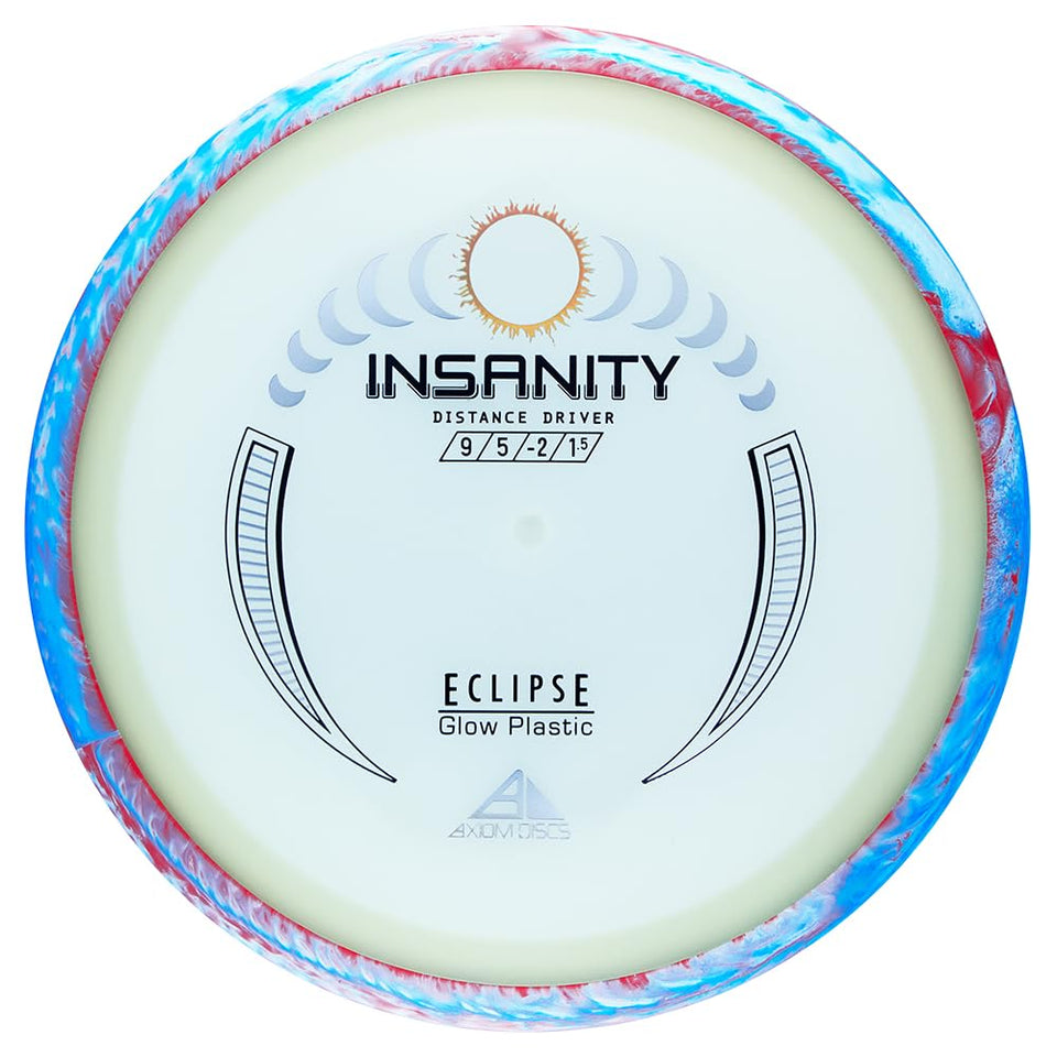 Axiom Discs Eclipse Glow 2.0 Insanity in flight with bright night visibility.