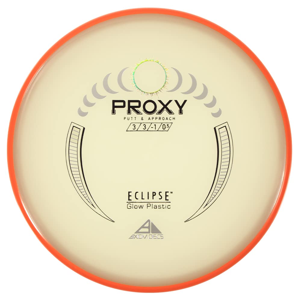 Axiom Discs Eclipse Glow 2.0 Proxy putter in flight with straight fade
