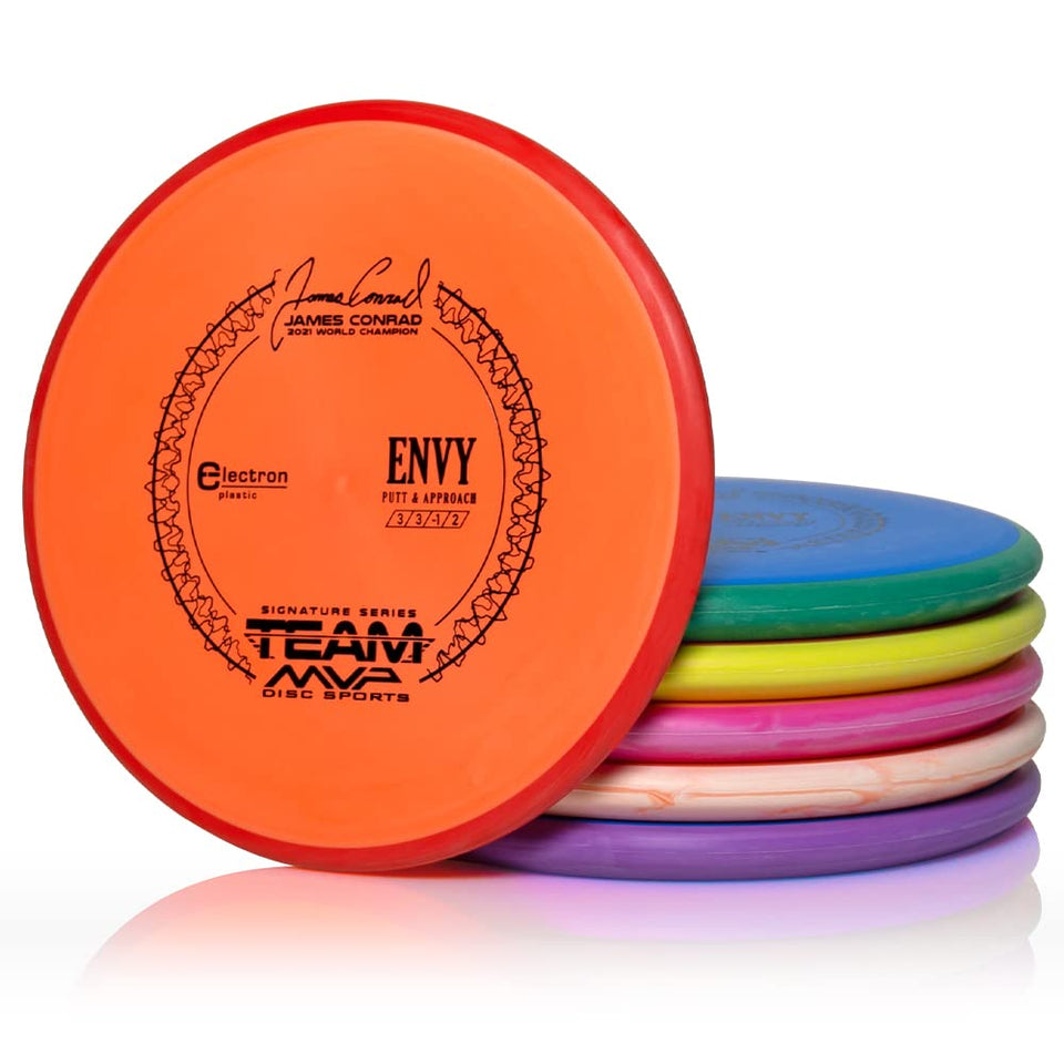 Axiom Discs Electron Envy putter front view highlighting grip for precise putts