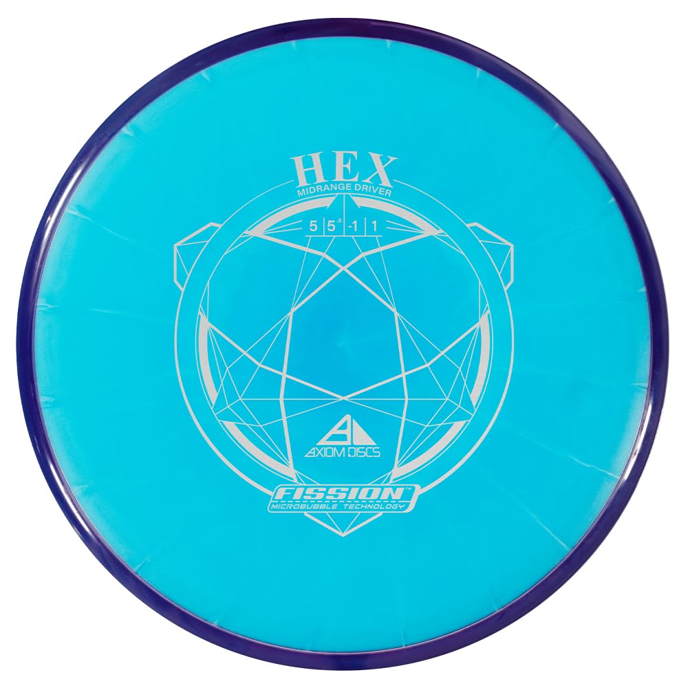 Axiom Discs Fission Hex midrange flat-release view for controlled throws.