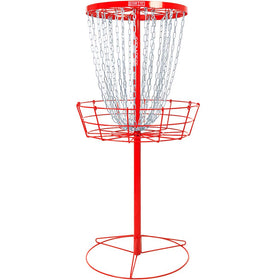 Axiom Discs Lite Basket base provides stable setup for backyard practice.