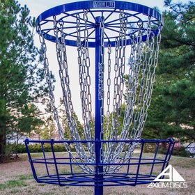 Axiom Discs Lite Basket ground stakes guard against wind.