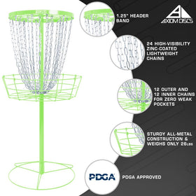 Axiom Discs Lite Basket Lime folds compactly for easy transport and storage.