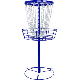 Axiom Discs Lite basket base offering stable outdoor setup for backyard practice.