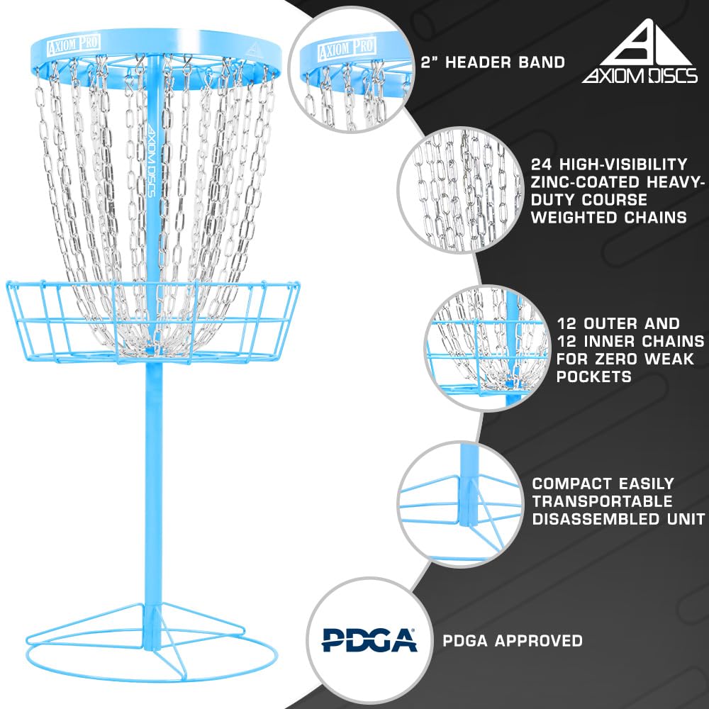 Axiom Discs Pro 24-Chain Basket chains offering consistent catches during practice.