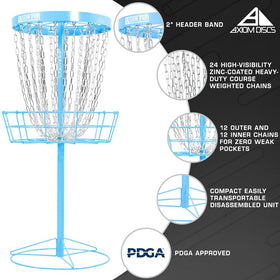 Axiom Discs Pro 24-Chain Basket chains offering consistent catches during practice.