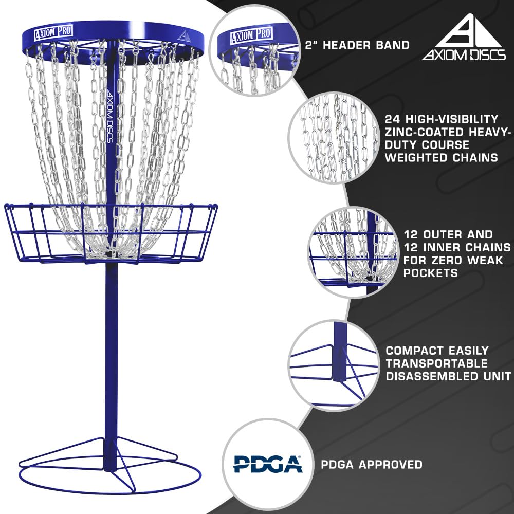 Axiom Discs Pro 24-Chain Basket base and stakes ready to anchor against wind