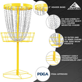 Axiom Discs Pro basket chains close-up showing 24 durable chains